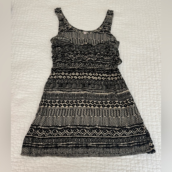 Xhilaration Black & Cream Aztec Geometric Print Sleeveless   Boho Dress, Size XL - Picture 2 of 8